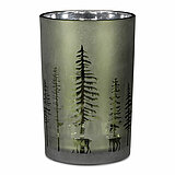 Ein Teelichthalter in Baumform von Edelman in der Größe 18x12cm in der Farbe grün.