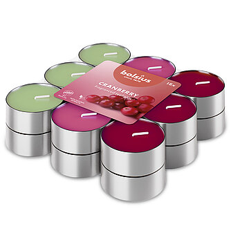 Bolsius Duft-Teelichte 3-farbig (18er Pack) - Cranberry Artikelvorschau Duft-Teelichte 3-farbig (18er Pack) - Cranberry