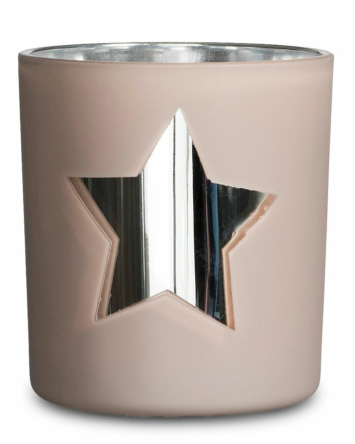 Ein Teelichthalter Spiegelglas Star von Sandra Rich in der Größe 8x7cm in der Farbe Schlamm.