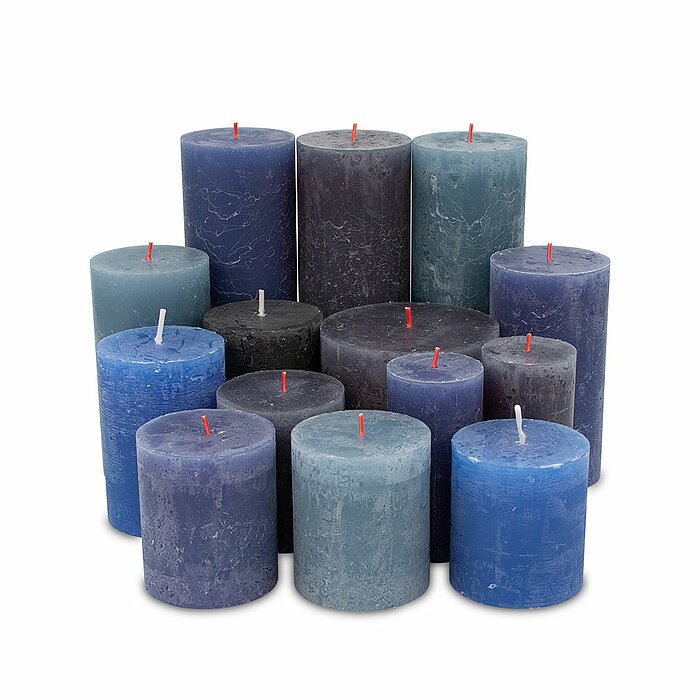 5 kg Mixpaket Rustik und Polar Kerzen von Decolite in der Größe 0,5x0,5cm in der Farbe blau.