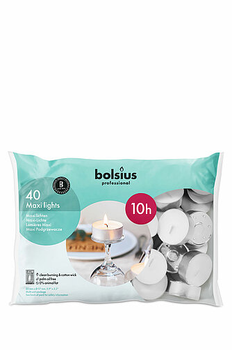 Bolsius Professional Teelichte 10 h, 40er Beutel (silber) Artikelvorschau Professional Teelichte 10 h, 40er Beutel (silber)