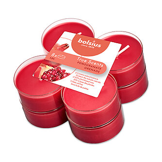 Bolsius True Scents Maxi-Lichte Clear Cup - Granatapfel (8er Pack) Artikelvorschau True Scents Maxi-Lichte Clear Cup - Granatapfel (8er Pack)