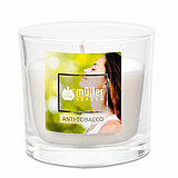 Ein Duftglas von Müller Kerzenfabrik in der Größe 6,5x7cm mit dem Geruch Anti Tabak.