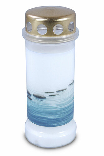 Bolsius Grablicht Nr. 6 mit Deckel und Motiv Steine Artikelvorschau Grablicht Nr. 6 mit Deckel und Motiv Steine