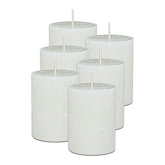 DecoLite Rustic Stumpenkerzen 80/60 mm (Safe Candle) - 6 Stück - wollweiß Artikelvorschau Rustic Stumpenkerzen 80/60 mm (Safe Candle) - 6 Stück - wollweiß