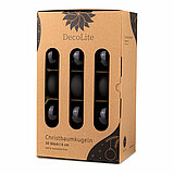 Ein 30er Pack Christbaumkugeln in Schwarz mit 6cm Durchmesser von DecoLite in einer dekorativen Schachtel.