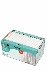 136 Dinnerkerzen von Bolsius Professional in der Größe 24x2,2cm in der Farbe weiß.