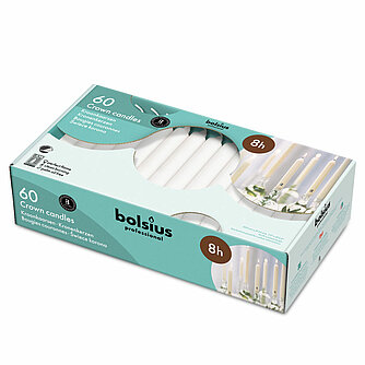 Bolsius Kronenkerzen 200/24 mm - 60er Box - weiß Artikelvorschau Kronenkerzen 200/24 mm - 60er Box - weiß