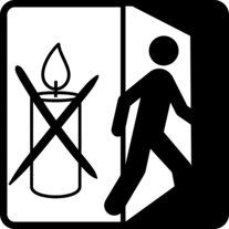 Kerzen Piktogramm: Niemals unbeaufsichtigt brennen lassen.