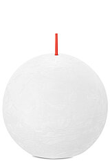Eine Rustik Kugelkerze von Bolsius in der Farbe Wolkiges Weiß mit einem Durchmesser von 7,6cm.