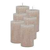 6 Stumpenkerzen von Decolite in der Größe 11x7cm in der Farbe Sahara.