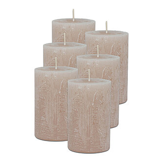 DecoLite Rustic Stumpenkerzen 110/70 mm (Safe Candle) - 6 Stück - sahara Artikelvorschau Rustic Stumpenkerzen 110/70 mm (Safe Candle) - 6 Stück - sahara