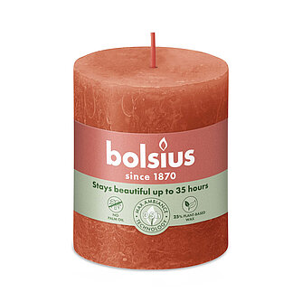 Bolsius Rustik Stumpenkerzen 80/68 mm - Herbstliches Orange (1 Stück) Artikelvorschau Rustik Stumpenkerzen 80/68 mm - Herbstliches Orange (1 Stück)