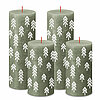 Ein Adventsset mit 4 Kerzen von Bolsius in der Farbe Frische Olive in den Größen 13x6,8cm und 19x6,8cm.