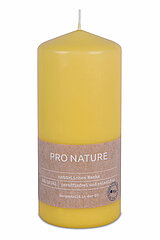 Eine Pro Nature Stearin-Stumpenkerze von Müller Kerzenfabrik in der Größe 15x6,8cm in der Geruchssorte Honig.