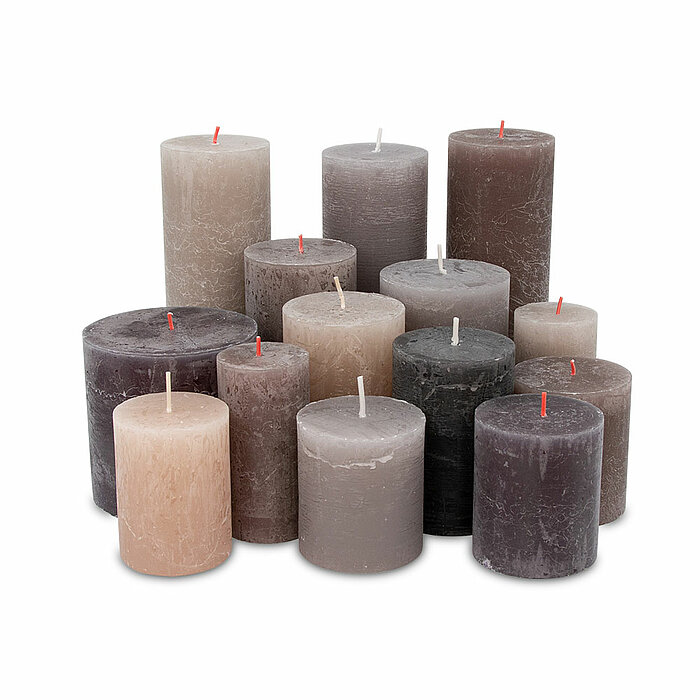 5 kg Mixpaket Rustik und Polar Kerzen von Decolite in der Größe 0,5x0,5cm in der Farbe braun.