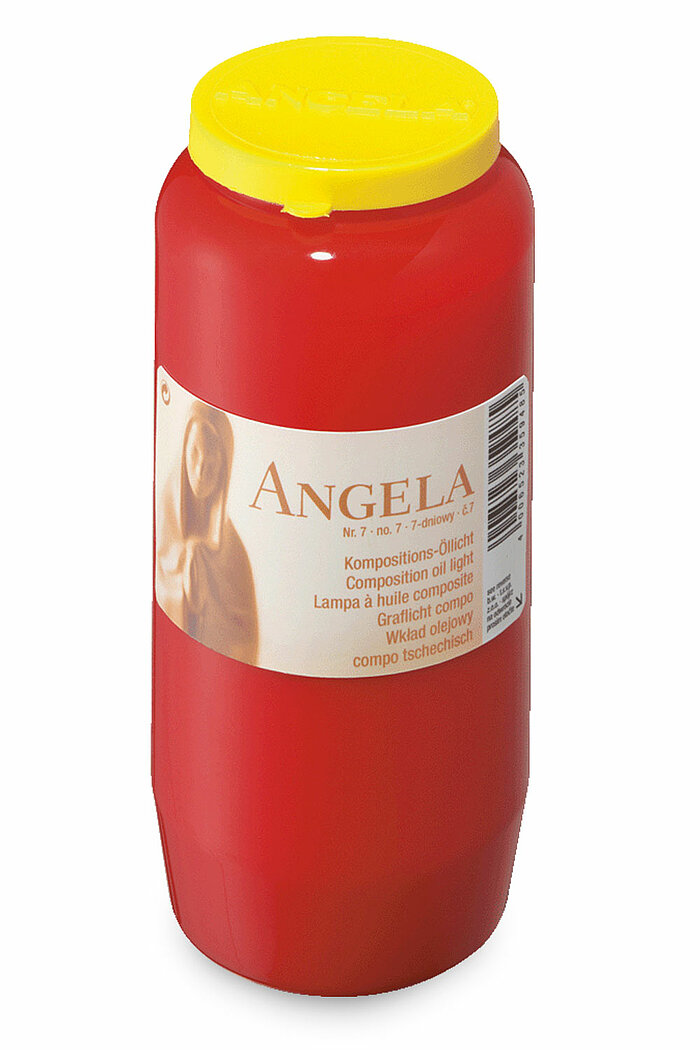 24 Kompo Öllichter Angela Nr. 7 von Bolsius in der Größe 14x6,5cm in der Farbe Rot.