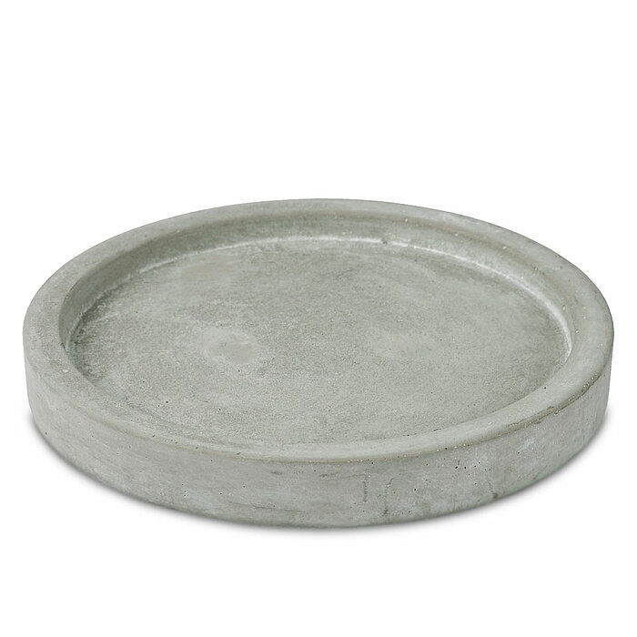 Ein Zementteller von Müller Kerzenfabrik in der Größe 12,5x12,5cm in der Farbe grau.