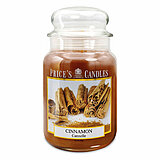 Eine Duftkerze im Apothekerglas von Prices Candles in der Größe 19,5x10cm mit Zimtduft und einem Gewicht von 630g.