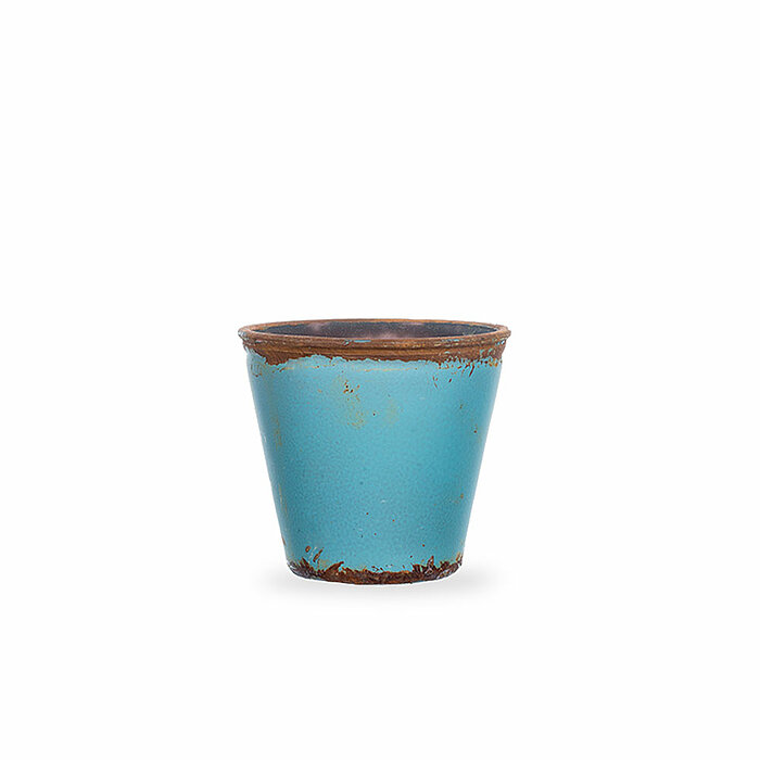 Ein Vintage Glas Flower Pot von Sandra Rich in der Größe 8x9cm in der Farbe Eisblau.