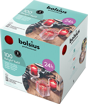 Bolsius Relight Nachfüllkerzen 100er Box - rot Artikelvorschau Relight Nachfüllkerzen 100er Box - rot