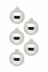 30 Christbaumkugeln von Inge Glas in der Größe 6cm in der Farbe Shiny Silver.