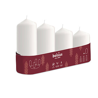 Bolsius Stumpenkerzen abgestuft Ø 48mm (4er Tray) - Weiß Artikelvorschau Stumpenkerzen abgestuft Ø 48mm (4er Tray) - Weiß