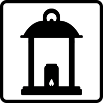 Grabkerzen Piktogramm: Nur in ausreichend großen und gut belüfteten Laternen verwenden.