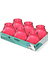 6 Glaswindlichter Twilight von Bolsius in der Größe 10,4x9,9cm in der Farbe Fuchsia.