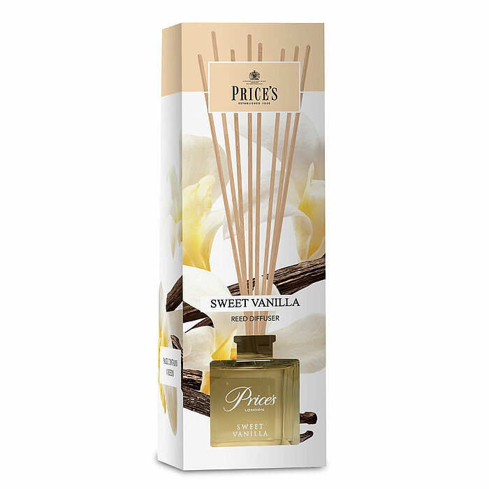 Ein Raumduft-Diffuser Sweet Vanilla von Prices Candles mit 100ml Inhalt.
