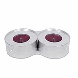 Zwei Outdoor Marschall-Lichter von Müller Kerzenfabrik in der Größe 4,3x9,6cm in der Farbe rot.