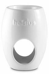 Eine ellipsenförmige Bolsius Aromatic Duftlampe in weiß in der Größe 12,3x9,4cm.