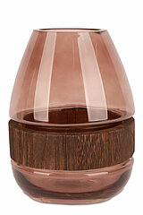 Eine Glasvase mit Holz "Egg" von Sandra Rich in der Größe 19x14,5cm in der Farbe Braun.