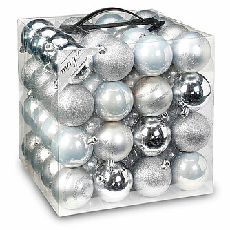 Inge Glas Weihnachtskugeln aus Kunststoff Ø 6 cm - silber, weiß Artikelvorschau Weihnachtskugeln aus Kunststoff Ø 6 cm - silber, weiß