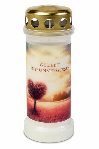 Bolsius Grablicht Nr. 6 mit Deckel und Motiv Rosa Baum Artikelvorschau Grablicht Nr. 6 mit Deckel und Motiv Rosa Baum