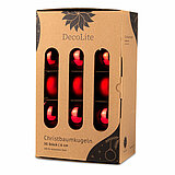 Ein 30er Pack Christbaumkugeln in Rot mit 6cm Durchmesser von DecoLite in einer dekorativen Schachtel.