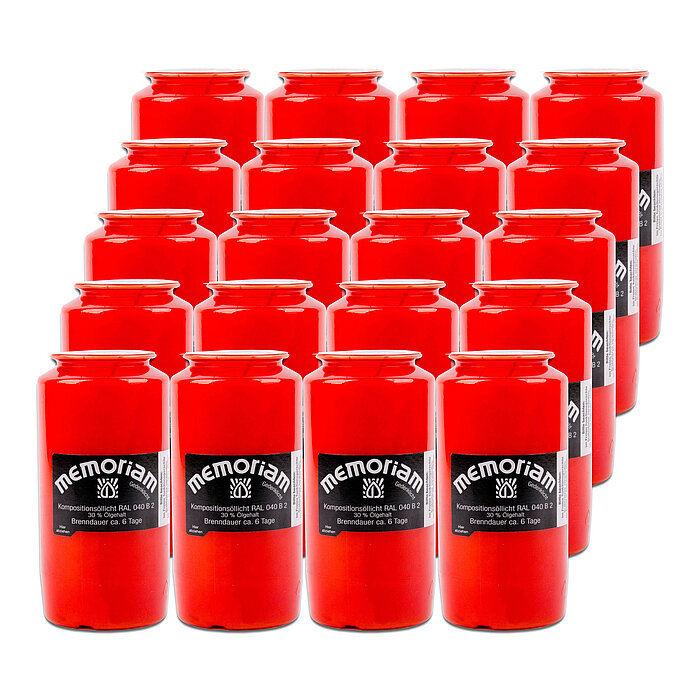 20 Kompositionsöllichter von Aeterna in der Größe 18x6,5cm in der Farbe rot.