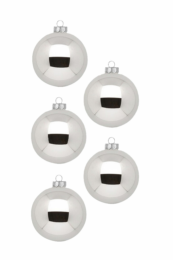 12 Christbaumkugeln von Inge Glas in der Größe 8cm in der Farbe Shiny Silver.