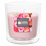 Ein Duftglas von Müller Kerzenfabrik in der Größe 8,8x8cm mit dem Geruch Englische Rose.