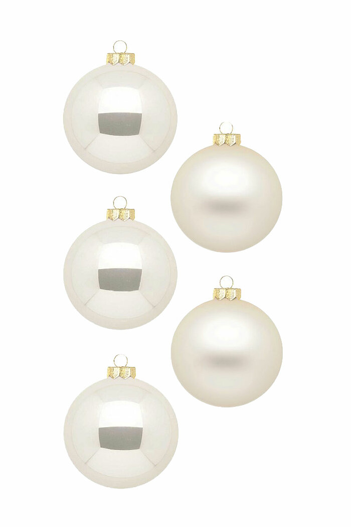 30 Christbaumkugeln von Inge Glas in der Größe 6cm in der Farbe Champagner.