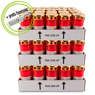 Bolsius Grablicht Nr. 3 mit Deckel - 60 Stück + Feuerzeug Artikelvorschau Grablicht Nr. 3 mit Deckel - 60 Stück + Feuerzeug