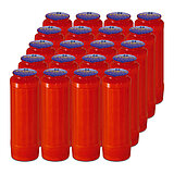 20 Grablichter von Aeterna in der Größe 19x6,5cm mit 100 % Pflanzenöl in der Farbe Rot.