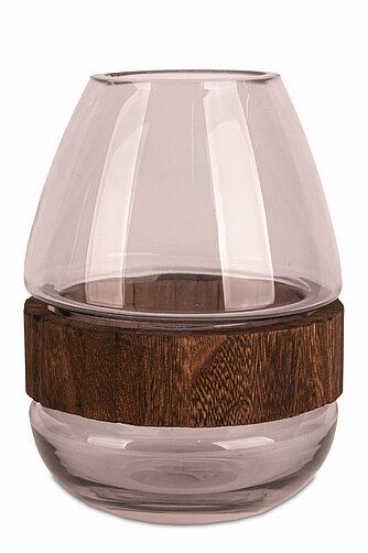 Sandra Rich Glasvase mit Holz "Egg" 190/145 mm - grau (1 Stück) Artikelvorschau Glasvase mit Holz "Egg" 190/145 mm - grau (1 Stück)