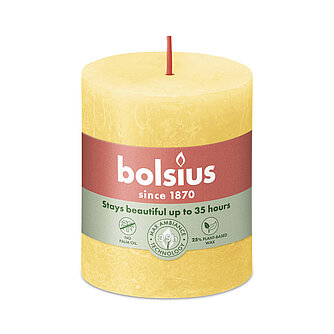 Bolsius Rustik Stumpenkerzen 80/68 mm - Sonnengelb (1 Stück) Artikelvorschau Rustik Stumpenkerzen 80/68 mm - Sonnengelb (1 Stück)