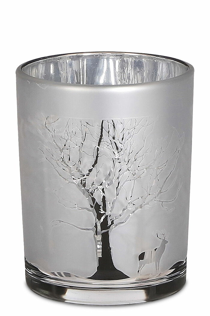 Ein Teelichthalter von Edelman in der Größe 20x15cm in der Farbe silber.