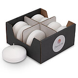 Acht Schwimmkerzen Maxi von Decolite in der Größe 4x8cm in der Farbe Weiß.