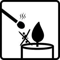 Kerzen Piktogramm: Keine Verunreinigungen in die Wachsmasse gelangen lassen.