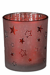 Ein Teelichthalter in Sternform von Edelman in der Größe 10x9cm in der Farbe rot.