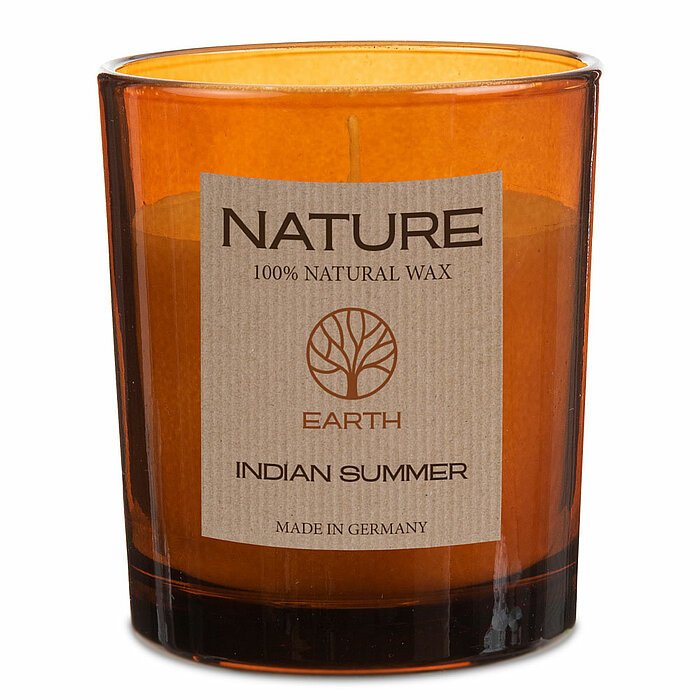 Ein Duftglas mit Deckel Earth von Richard Wenzel in der Größe 8,5x7cm in der Farbe Indian Summer.