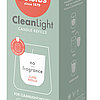 Eine grüne Verpackung der Marke Bolsius für "CleanLight" Kerzennachfüllungen. Auf der Vorderseite ist ein weißer Umriss eines Kerzenhalters zu sehen, in dem die nachfüllbare Kerze platziert werden kann. Auf der Verpackung steht "no fragrance" und "2x20h r